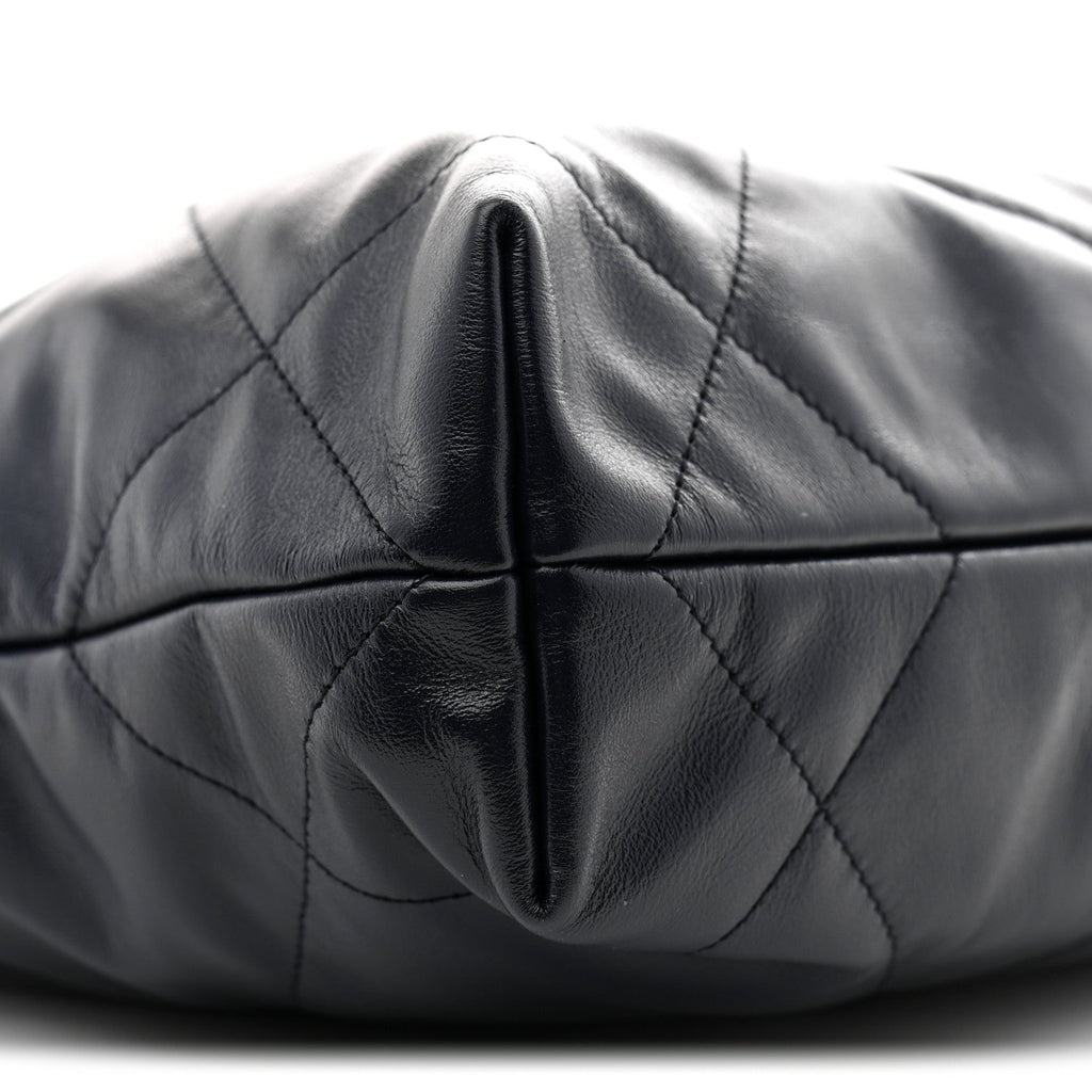 Shiny Calfskin Quilted Small Chanel 22 Navy