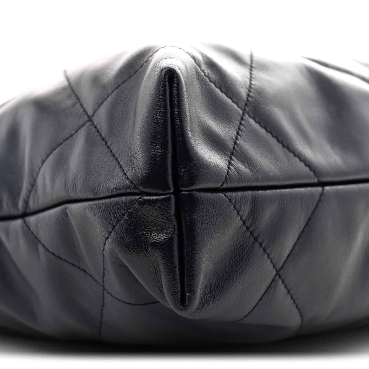 Shiny Calfskin Quilted Small Chanel 22 Navy