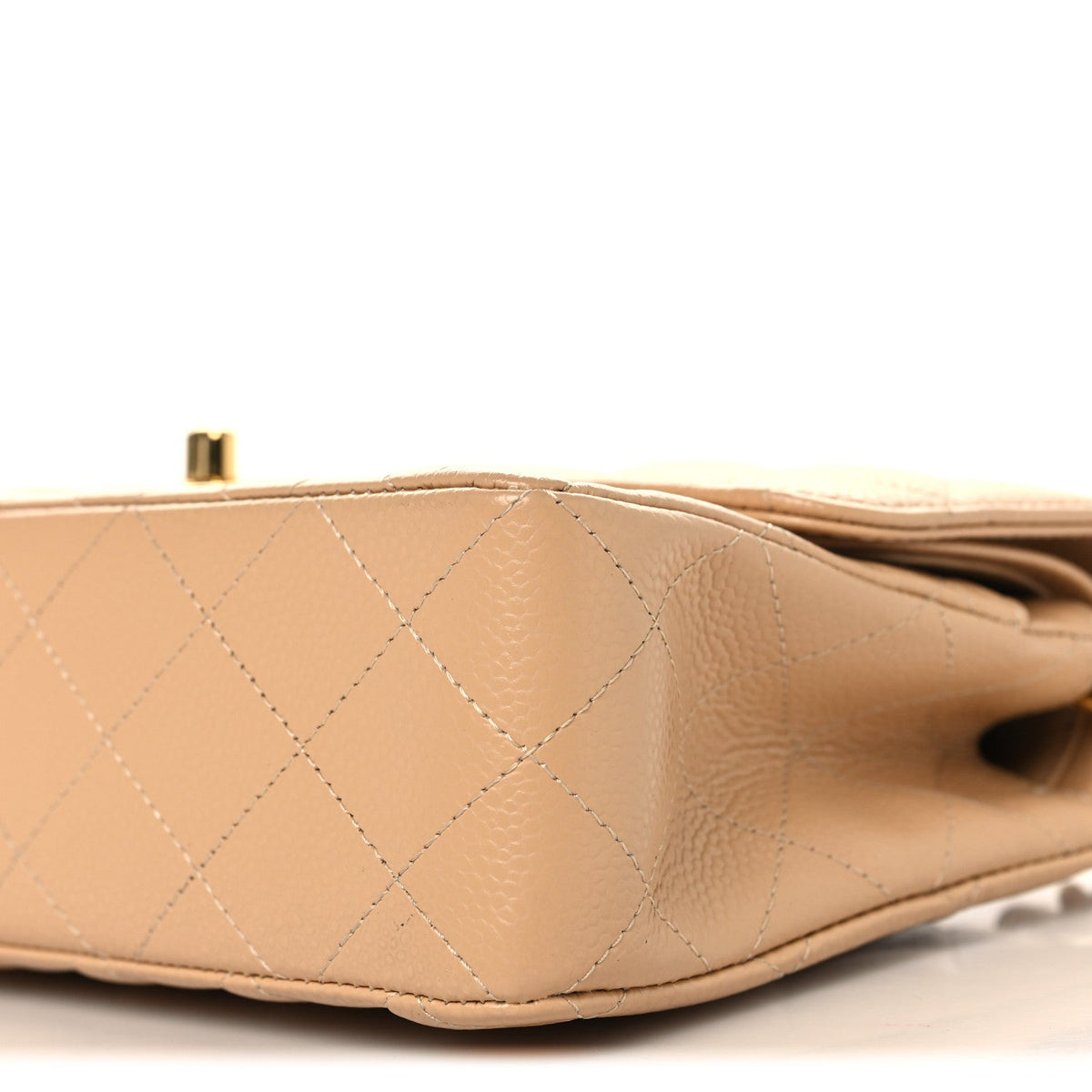 Caviar Quilted Small Double Flap Beige