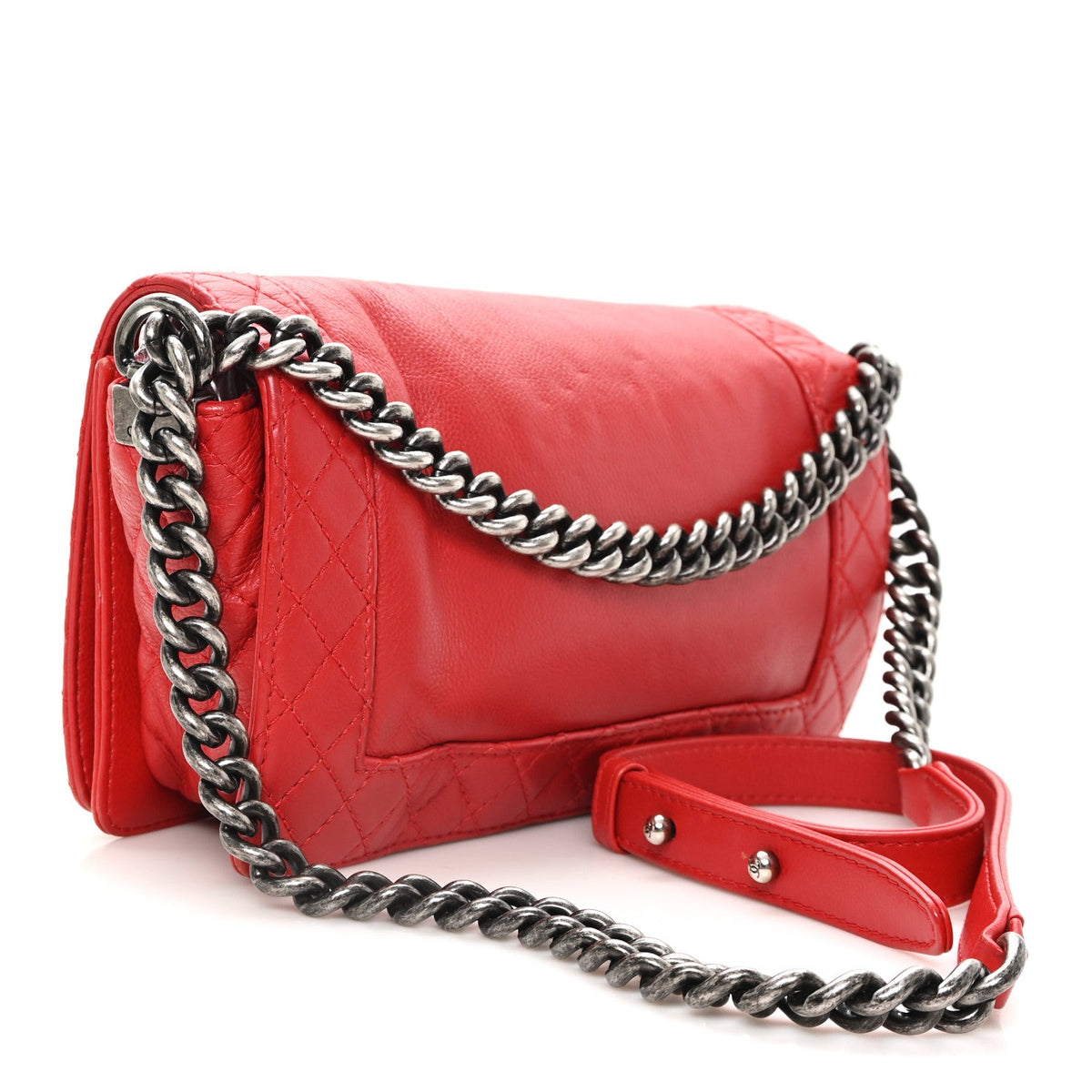 Calfskin Medium Boy Reverso Flap Red