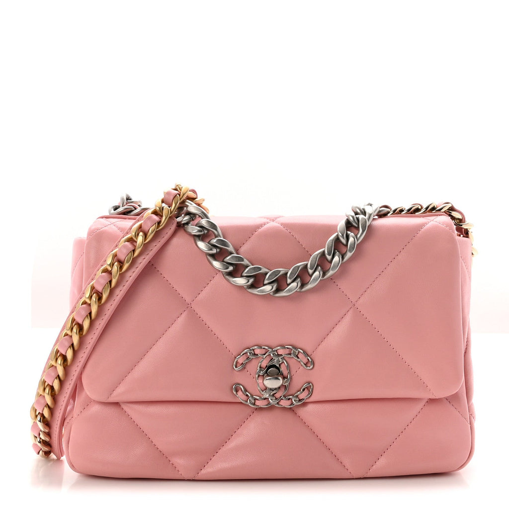 Lambskin Quilted Medium Chanel 19 Flap Light Pink