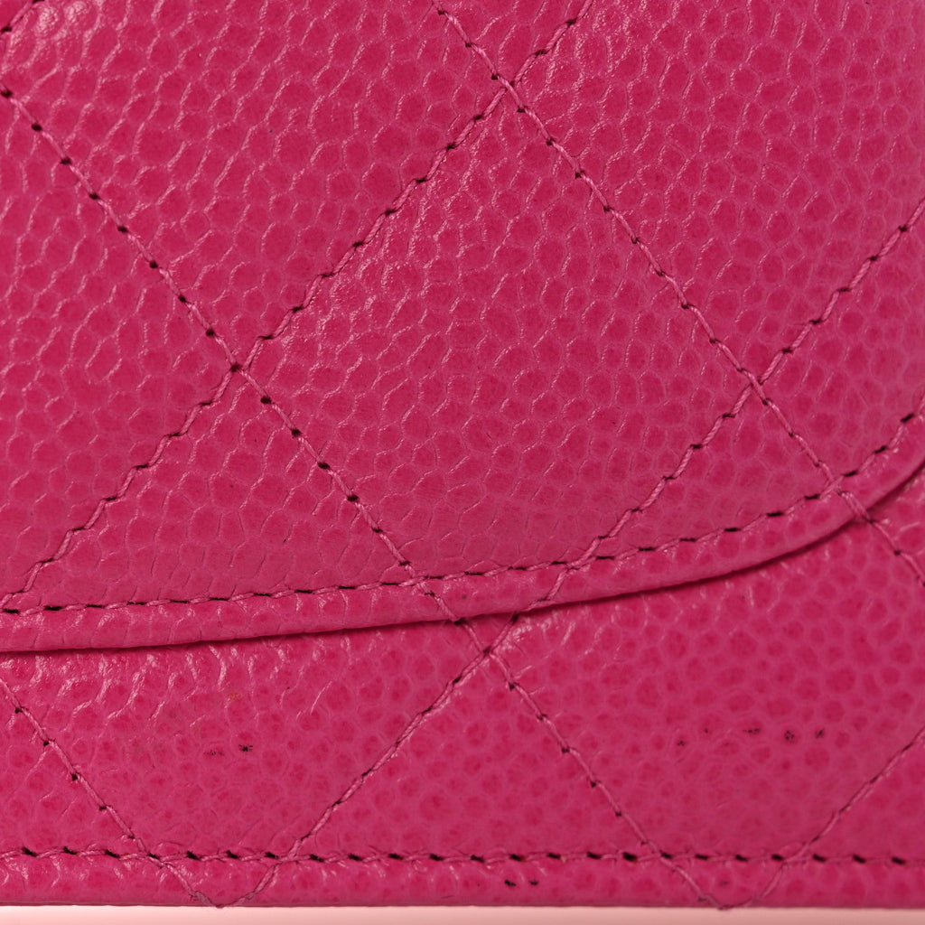 Caviar Enamel Quilted Wallet On Chain WOC Pink