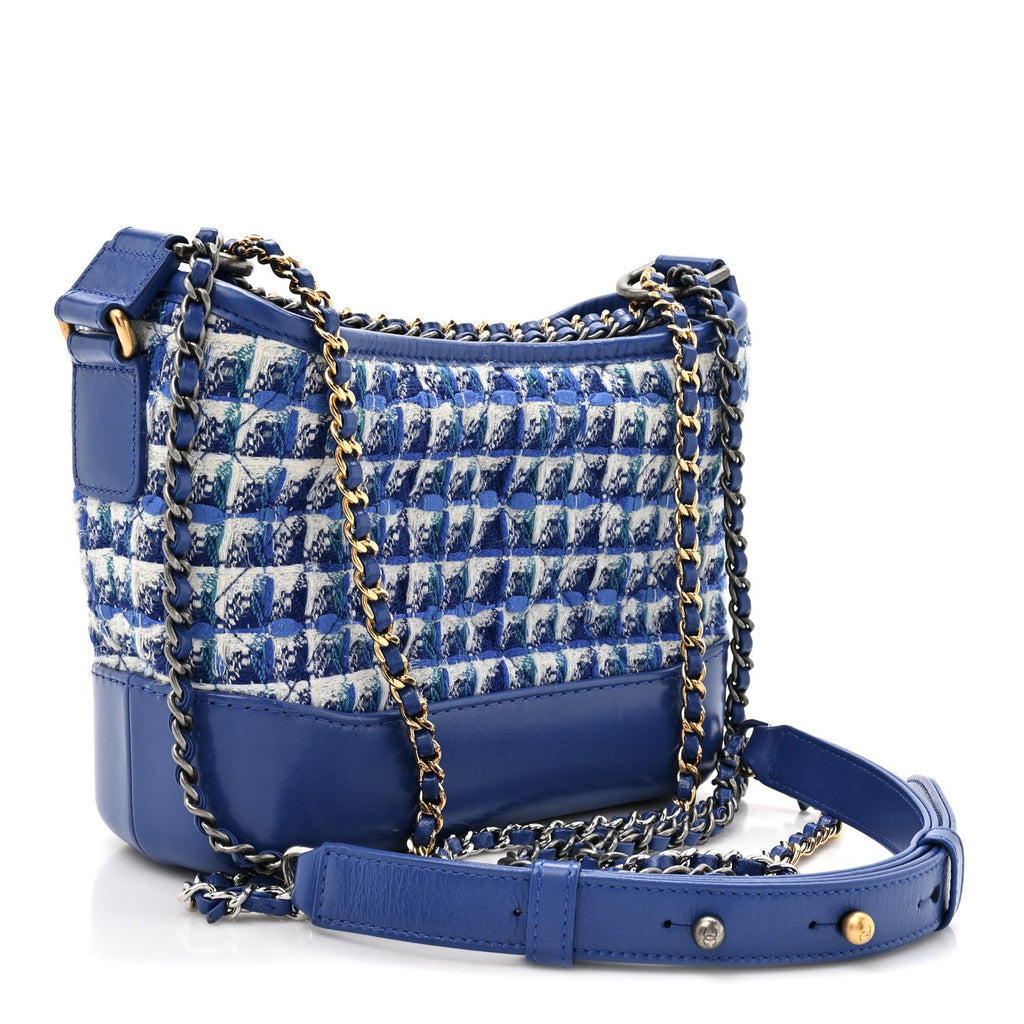Tweed Calfskin Small Gabrielle Hobo Royal Blue