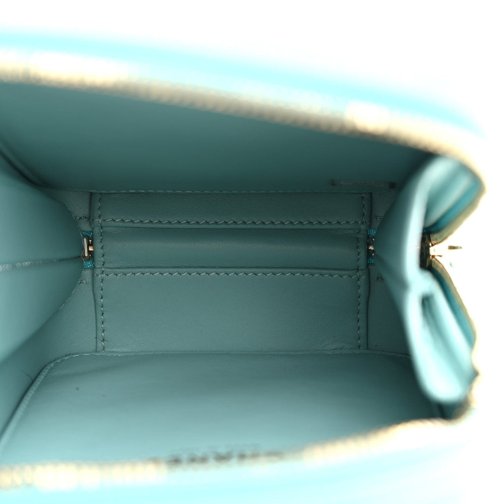 Caviar Quilted CC North South Filigree Vanity Case Light Blue
