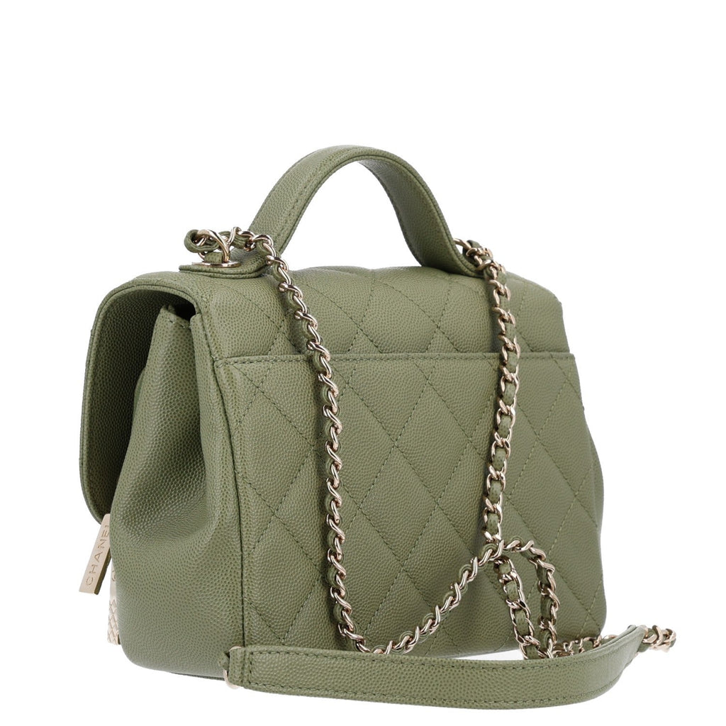 Caviar Quilted Small Business Affinity Flap Green