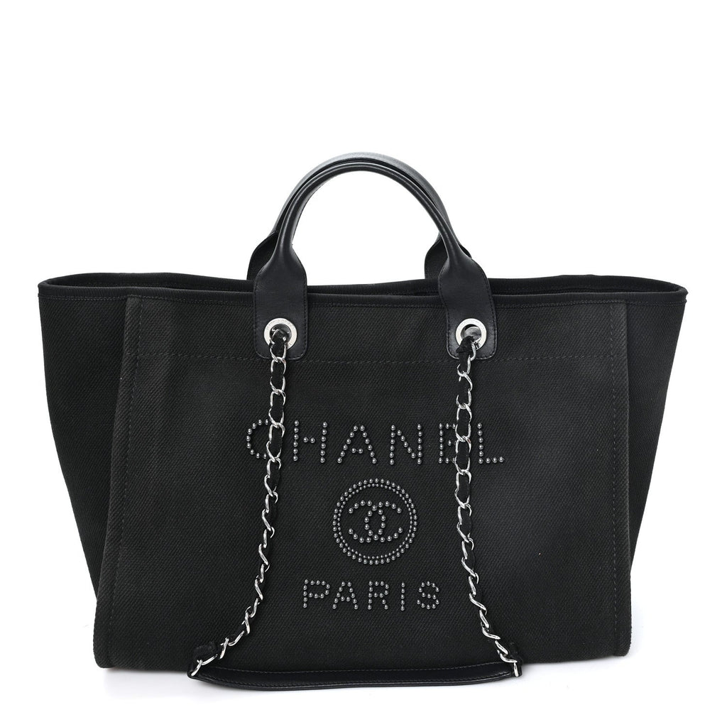 Canvas Pearl Medium Deauville Tote Black