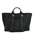 Canvas Pearl Medium Deauville Tote Black
