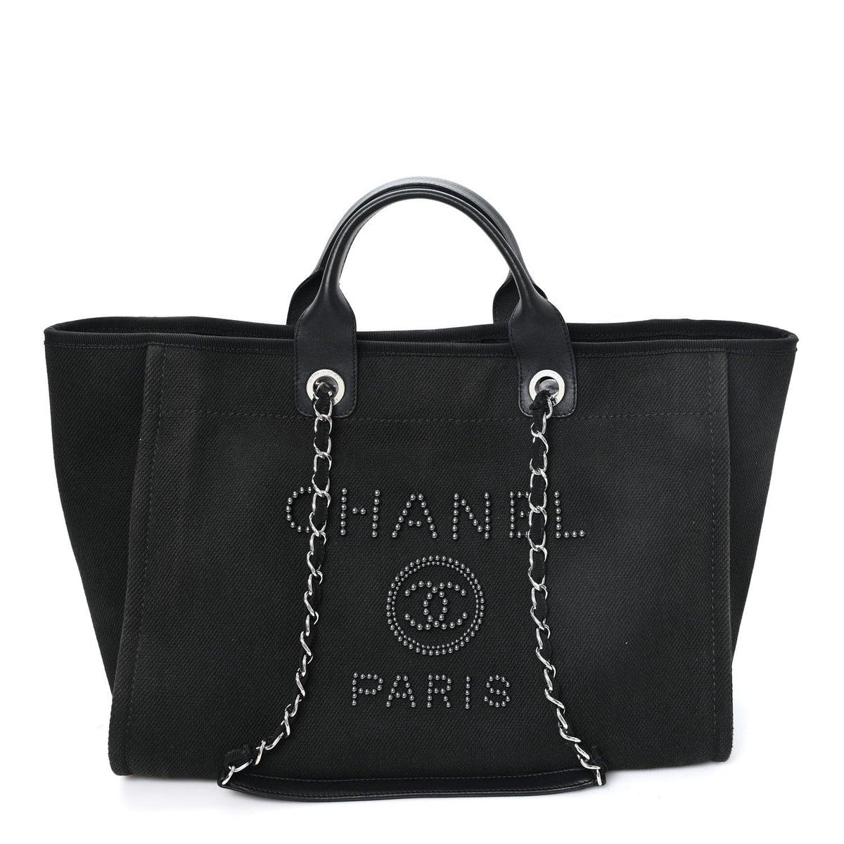 Canvas Pearl Medium Deauville Tote Black