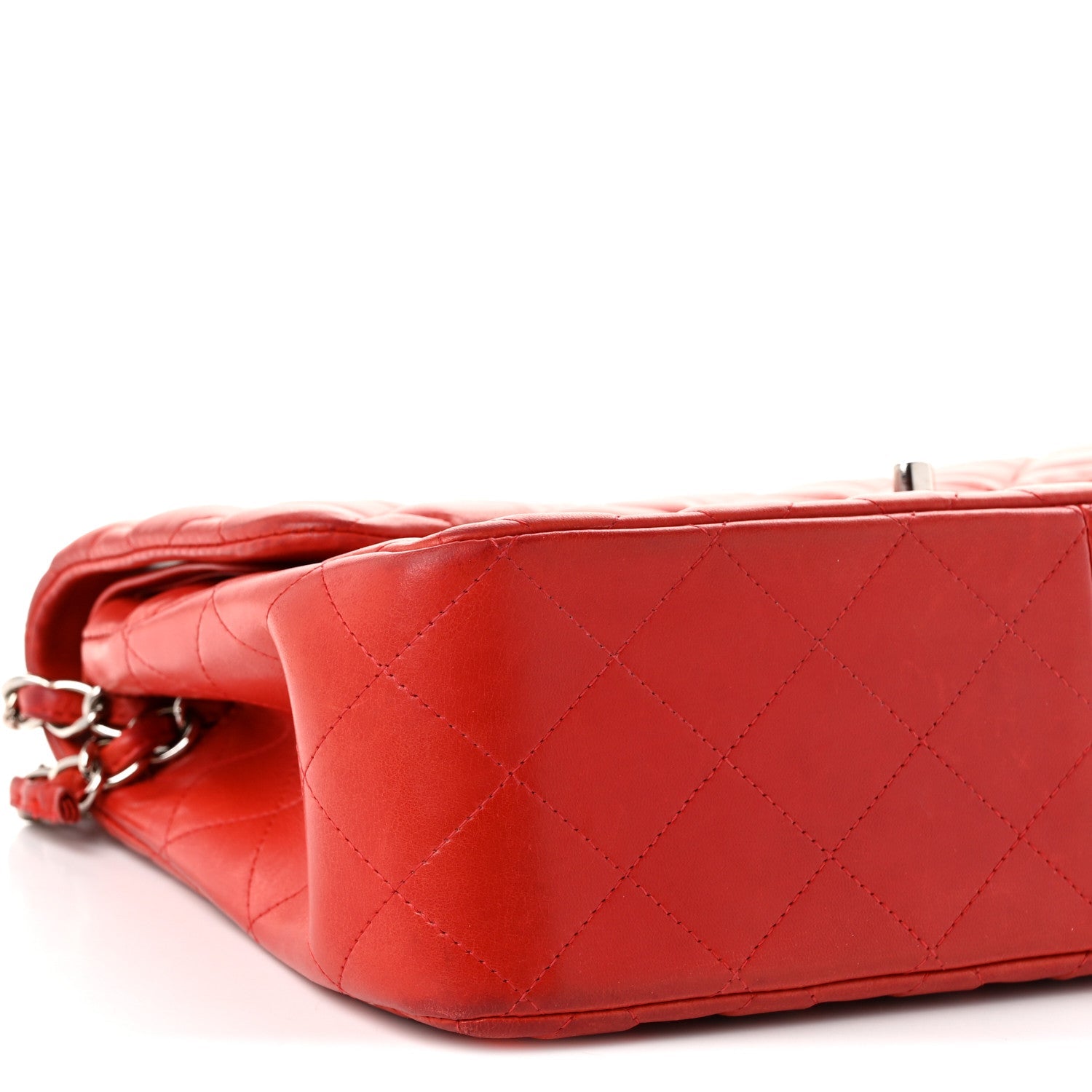 Lambskin Quilted Jumbo Double Flap Red