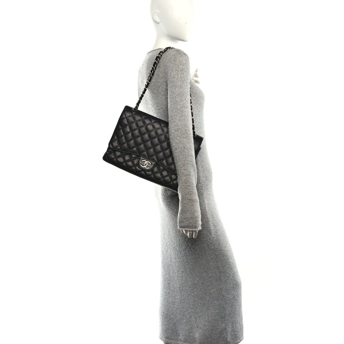 Caviar Quilted Maxi Double Flap Black