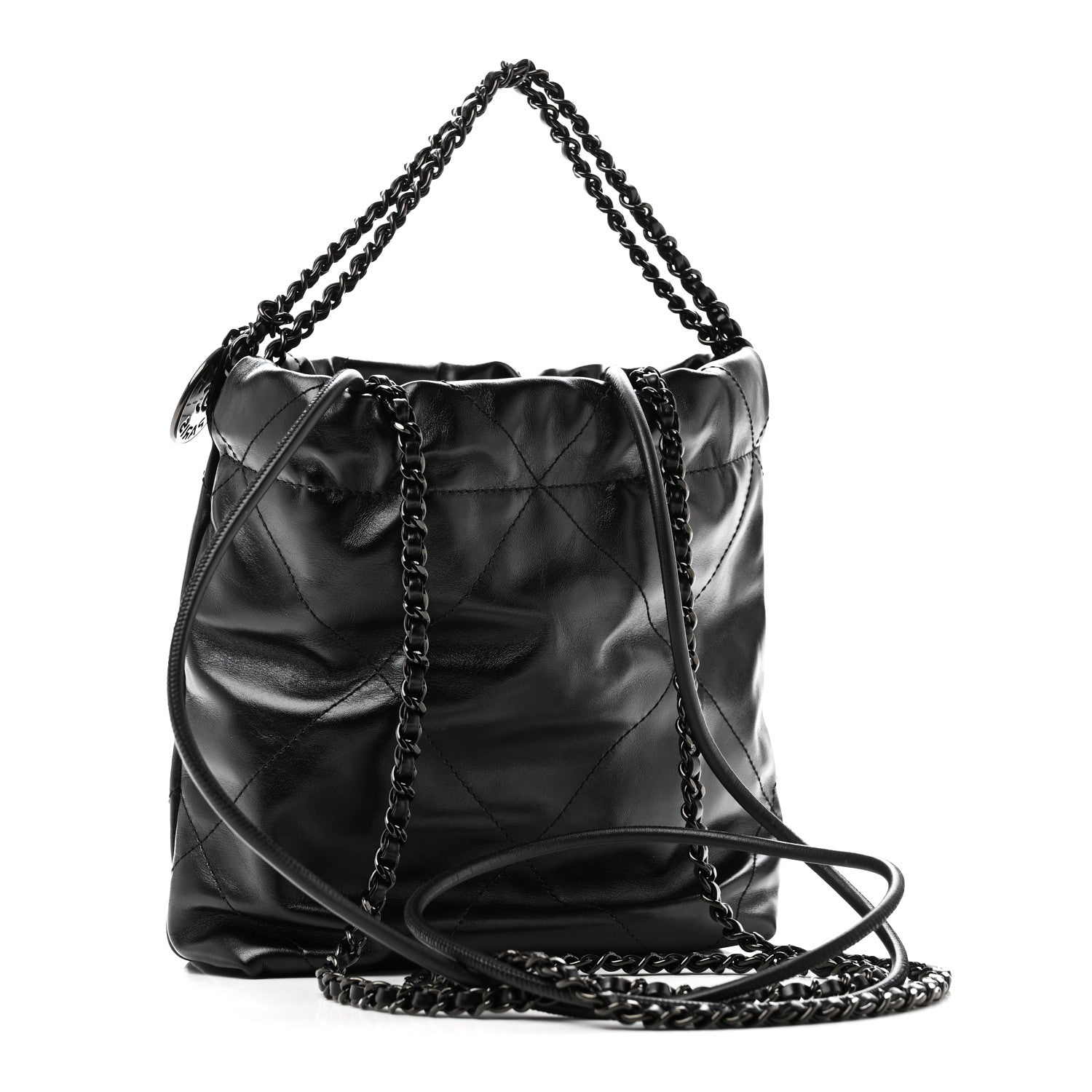 Shiny Calfskin Quilted Mini Chanel 22 So Black